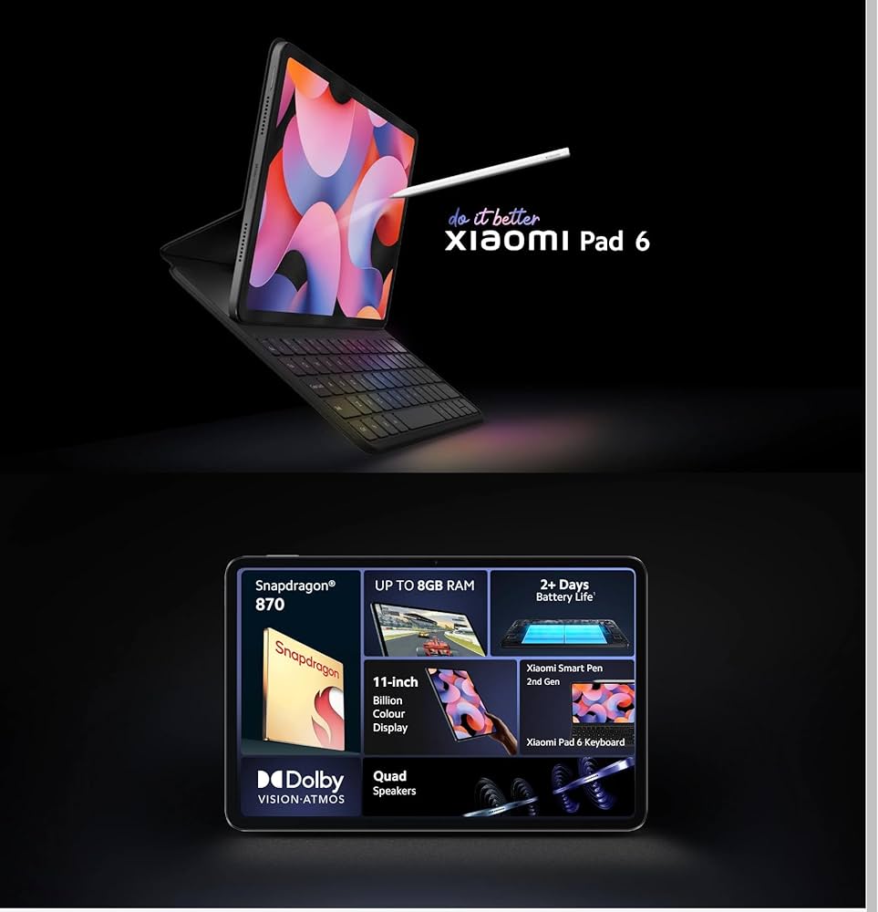 Xiaomi Pad 6 Tablet 11″ 2.8K Screen 144Hz Snapdragon 870 Octa Core